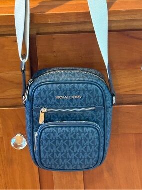 Michael Kors Blue MK Signature Crossbody Messenger Bag